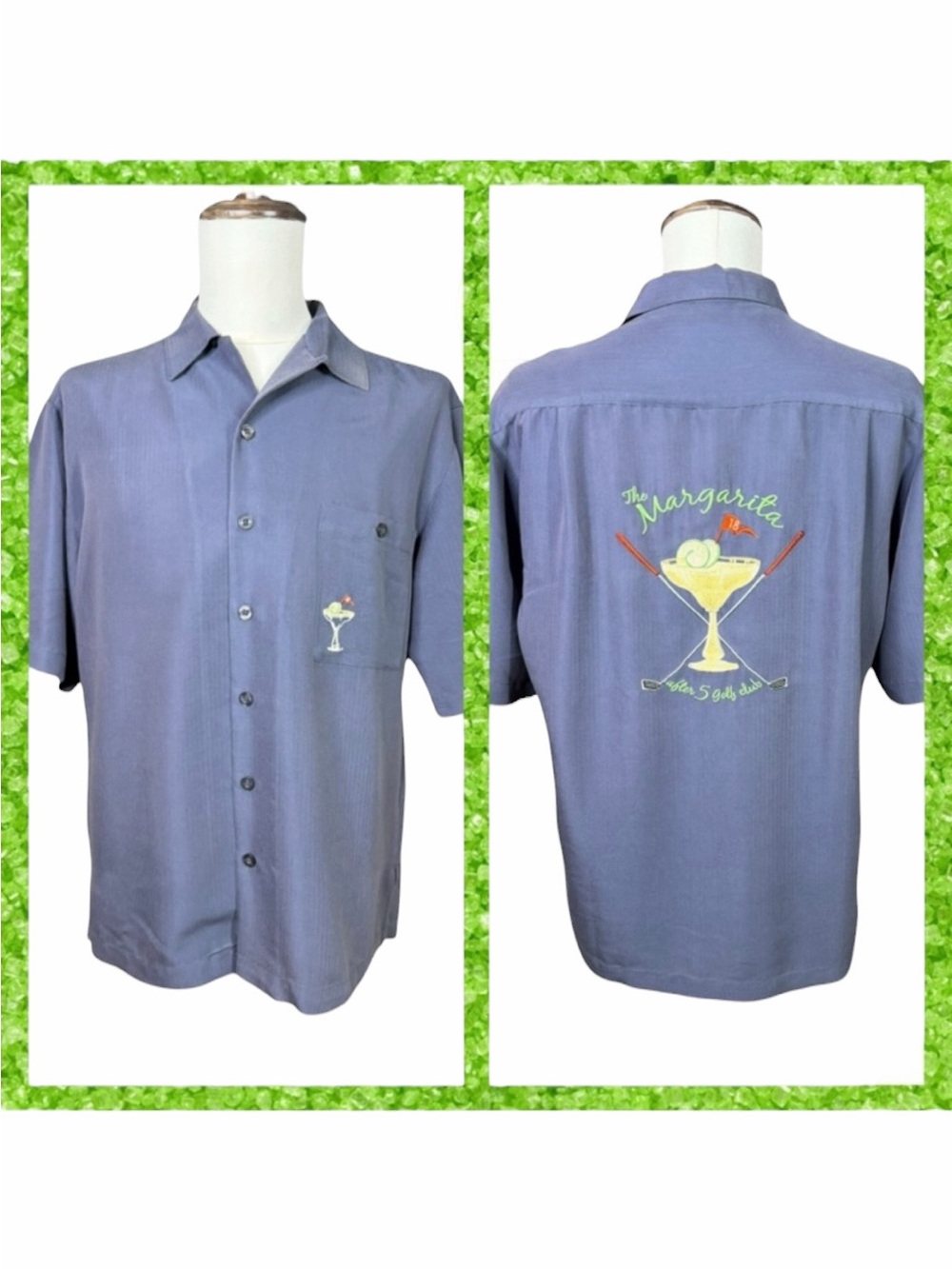 Weekender Navy Blue THE MARGARITA Embroidered Short Sleeve Button Down - M